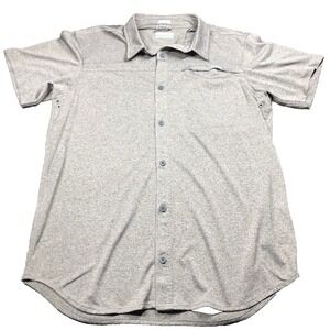 Columbia Shirt Men's M Heather Gray Regular Fit‎ Short Sleeve Button Hiking